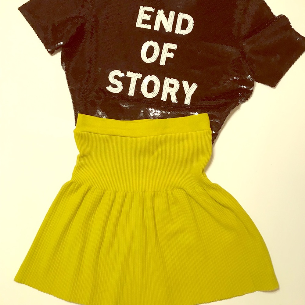 Zara Lime Green Knit Mini-Skirt, Size Large